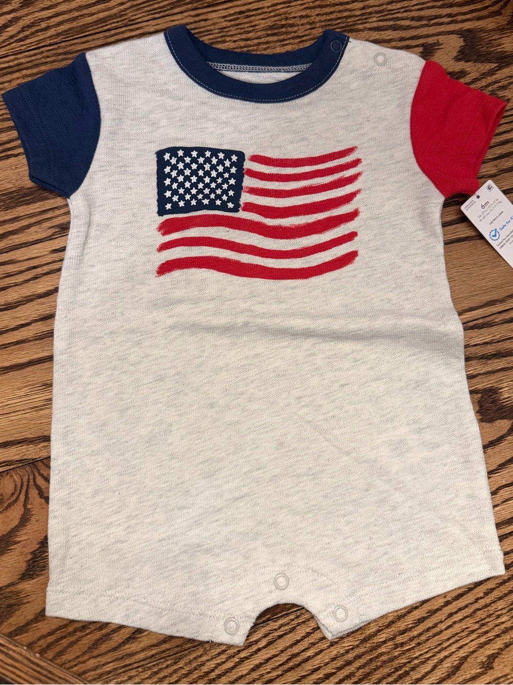 Carter's 4th of July American Flag Baby Onesie Romper Size 6 Months